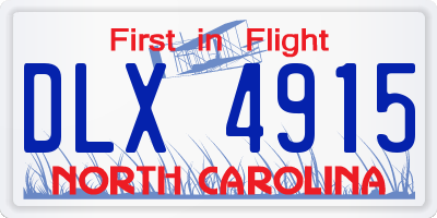 NC license plate DLX4915