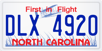NC license plate DLX4920