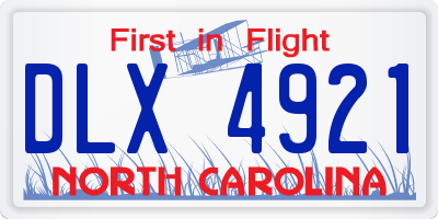NC license plate DLX4921