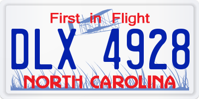 NC license plate DLX4928