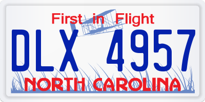 NC license plate DLX4957