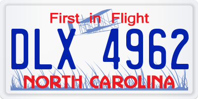 NC license plate DLX4962
