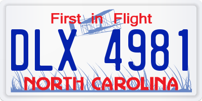 NC license plate DLX4981
