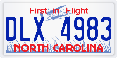 NC license plate DLX4983