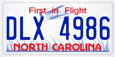 NC license plate DLX4986