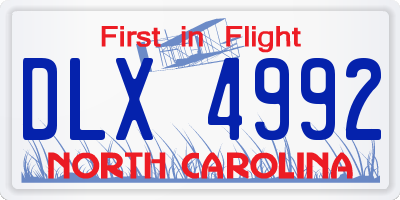 NC license plate DLX4992