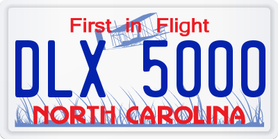 NC license plate DLX5000