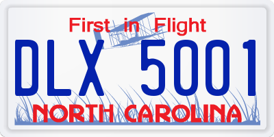 NC license plate DLX5001