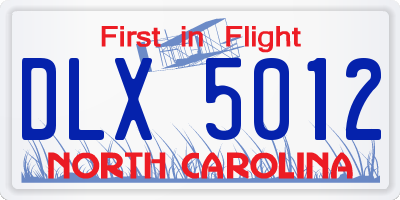 NC license plate DLX5012