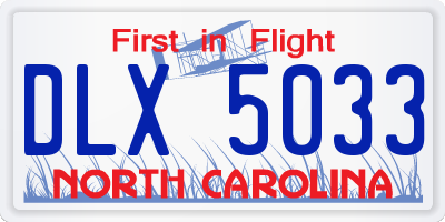 NC license plate DLX5033