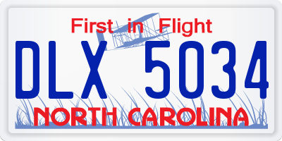 NC license plate DLX5034