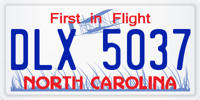 NC license plate DLX5037