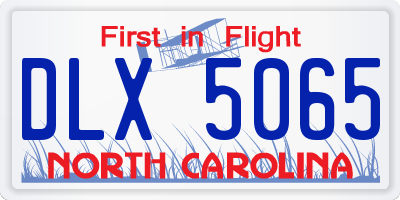 NC license plate DLX5065