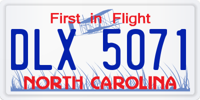 NC license plate DLX5071