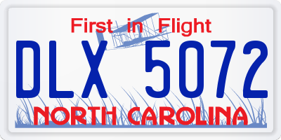 NC license plate DLX5072