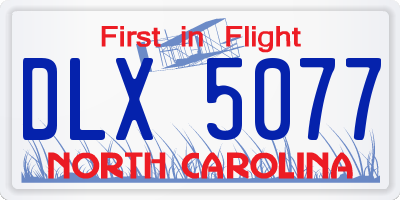 NC license plate DLX5077