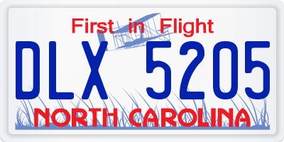 NC license plate DLX5205