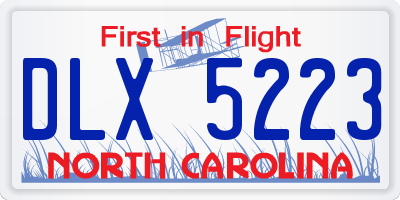 NC license plate DLX5223