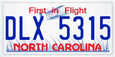 NC license plate DLX5315