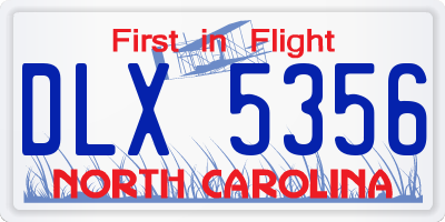 NC license plate DLX5356