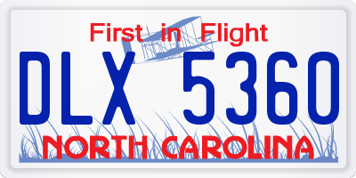 NC license plate DLX5360