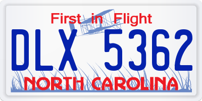 NC license plate DLX5362