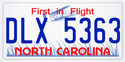 NC license plate DLX5363