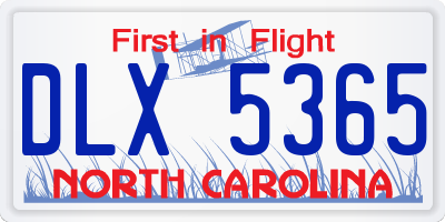 NC license plate DLX5365
