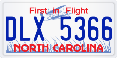 NC license plate DLX5366
