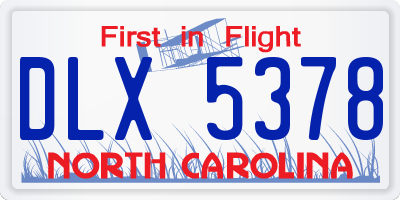 NC license plate DLX5378