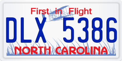NC license plate DLX5386