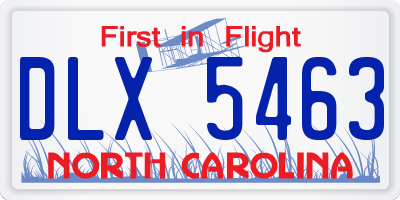 NC license plate DLX5463