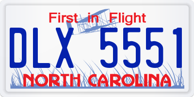 NC license plate DLX5551
