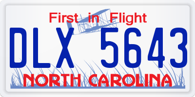 NC license plate DLX5643