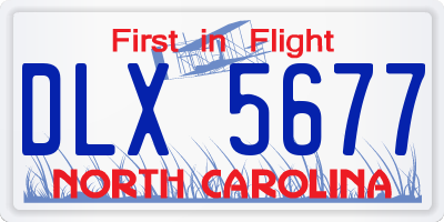 NC license plate DLX5677