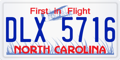 NC license plate DLX5716