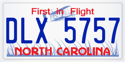 NC license plate DLX5757
