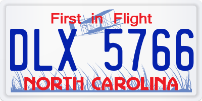 NC license plate DLX5766