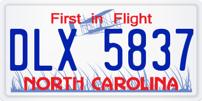 NC license plate DLX5837