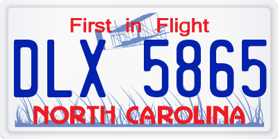 NC license plate DLX5865