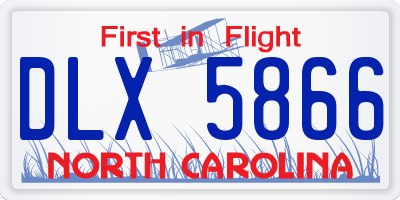 NC license plate DLX5866