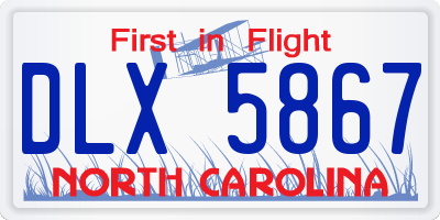 NC license plate DLX5867