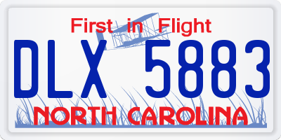 NC license plate DLX5883