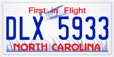 NC license plate DLX5933
