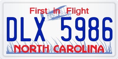 NC license plate DLX5986