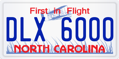 NC license plate DLX6000