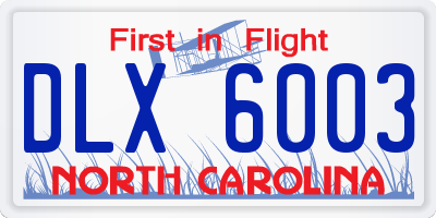 NC license plate DLX6003