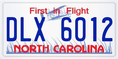 NC license plate DLX6012