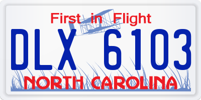 NC license plate DLX6103