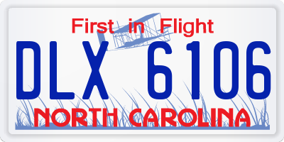 NC license plate DLX6106